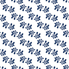 Floral blue white seamless pattern vector version. handdrawn illustration for wallpaper, pastel linen fabrics of clothing design