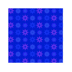 geometric christmas pattern with snowflakes and stars on blue background