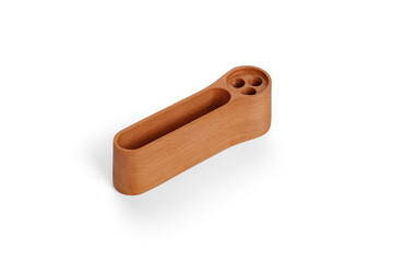 office accessory wooden holder on white background