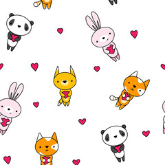 animal collection cute baby character illustration print