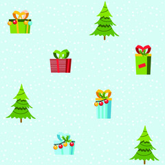 Christmas gifts boxes pattern. Vector illustration in a childish hand-drawn Scandinavian style. 