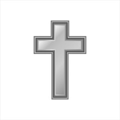 Monochrome Christian cross. Realistic raster illustration  isolated on white background