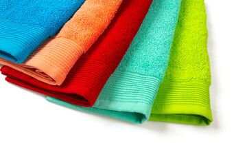 colorful towels isolated on white background