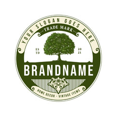 Vintage Oak tree logo template