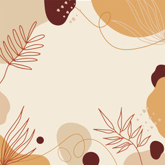 Abstract floral pink brown soft color hand drawn background with blob, liquid, floral, wave, line, and pastel color. Creative minimal trendy style organic shapes pattern