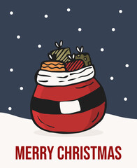 Santa Claus Gift Bag Postcard Template - Merry Christmas 