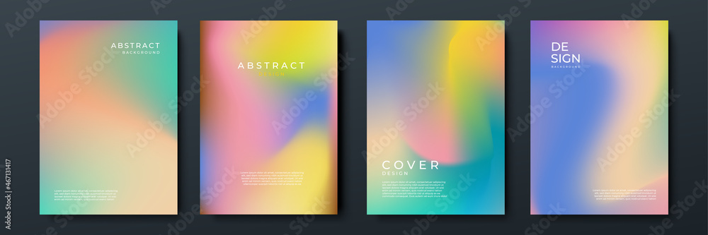 Aufkleber blurred vivid vibrant backgrounds set with modern abstract blurred color gradient patterns. smooth t