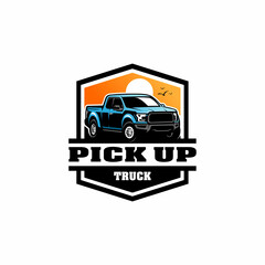 pick up truck adventure logo design isolated - obrazy, fototapety, plakaty