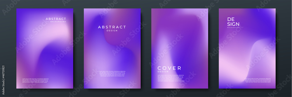 Poster Blurred backgrounds set with modern abstract blurred color gradient patterns. Smooth templates collection for brochures, posters, banners, flyers and cards. Vector illustration.