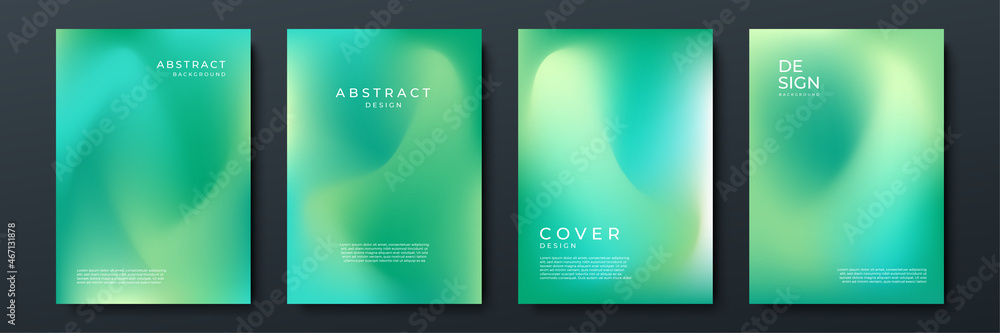 Poster Blurred backgrounds set with modern abstract blurred color gradient patterns. Smooth templates collection for brochures, posters, banners, flyers and cards. Vector illustration.