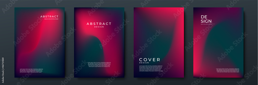 Poster Blurred backgrounds set with modern abstract blurred color gradient patterns. Smooth templates collection for brochures, posters, banners, flyers and cards. Vector illustration.