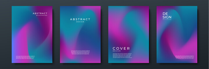 Blurred backgrounds set with modern abstract blurred color gradient patterns. Smooth templates collection for brochures, posters, banners, flyers and cards. Vector illustration.