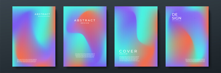 Blurred backgrounds set with modern abstract blurred color gradient patterns. Smooth templates collection for brochures, posters, banners, flyers and cards. Vector illustration.