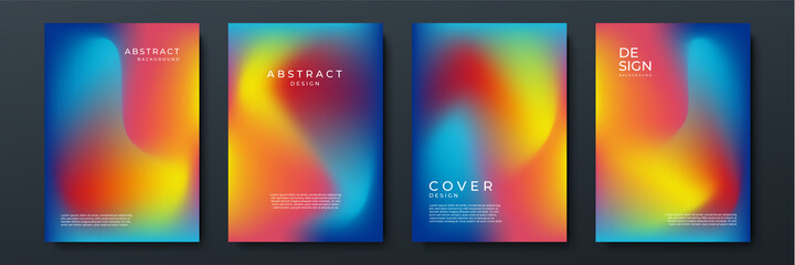 Blurred vivid vibrant gradient color backgrounds set with modern abstract blurred color gradient patterns. Templates collection for brochures, posters, banners, flyers and cards. Vector illustration.