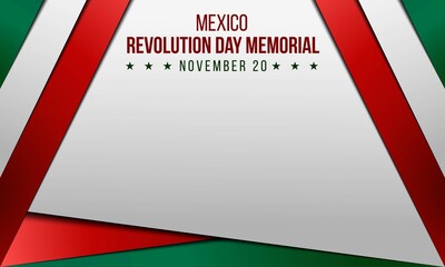 Revolution Day Memorial Background Design. November 15. November 20. Premium and luxury greeting card, letter, poster, or banner. With Mexico National Flag vector illustration