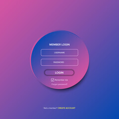Login form web page design template or mock up. Mobile website ui vector elements set.