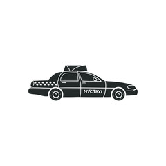 NYC Taxi Icon Silhouette Illustration. Service Transport Vector Graphic Pictogram Symbol Clip Art. Doodle Sketch Black Sign.