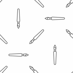 Grey line Paint brush icon isolated seamless pattern on white background. Vector