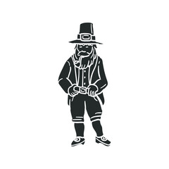 Leprechaun Icon Silhouette Illustration. Irish Patrick Day Vector Graphic Pictogram Symbol Clip Art. Doodle Sketch Black Sign.