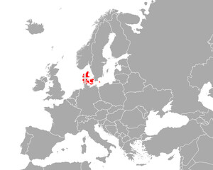 Karte und Fahne von Dänemark in Europa © Robert Biedermann