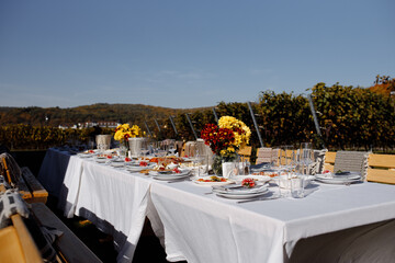 Wedding Table settings. Center pieces.
