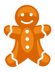 Gingerbread man. Winter holiday symbol. Christmas cookie