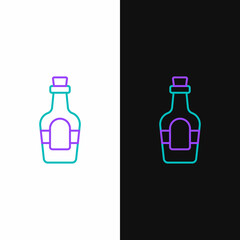 Line Alcohol drink Rum bottle icon isolated on white and black background. Colorful outline concept. Vector