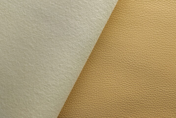 beige artificial leather with waves and folds on PVC base