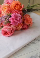 Flower composition. Macro photo. Wedding decor. A Beautiful bouquet of fresh flowers.