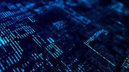 Future digital cyberspace. Sorting and analysis digital data. Technology matrix algorithm. Security storage data. 3d rendering.