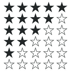 Fototapeta na wymiar Stars set for ratings. Customer product and service ratings. Icons reviews customer in flat design for apps and websites