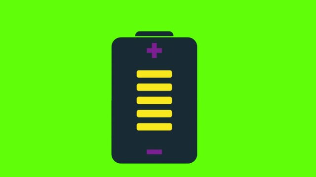 An animation of a battery on a green screen background