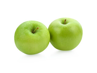 one green cut apple isolated on white background clipping path