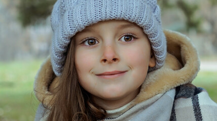 portrait of a child in winter
