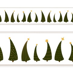 Seamless border with Christmas trees. Elements for design.