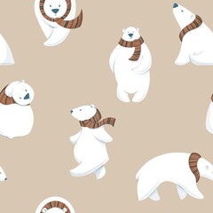 Funny seamless pattern with bears. Design for fabric, textile, wallpaper and packaging 