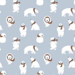 seamless pattern with polar bear. Winter design for fabric, textile, wallpaper and packaging 