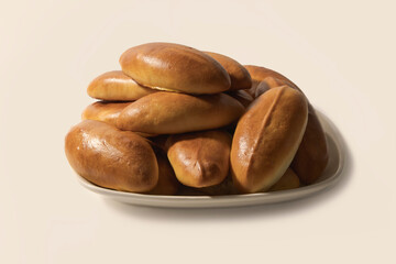 Homemade pies on a platter. Just made. close-up