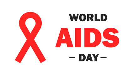 World AIDS Day. Banner. 1 december. Red ribbon. Vector illustration