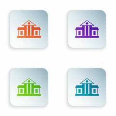 Color White House icon isolated on white background. Washington DC. Set colorful icons in square buttons. Vector