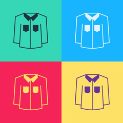 Pop art Shirt icon isolated on color background. Vector