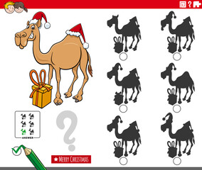 shadows game with cartoon camel character on Christmas time