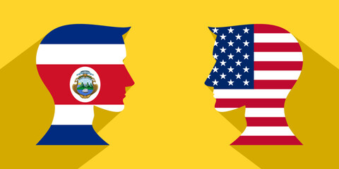 face to face concept. usa vs costa rica. vector illustration