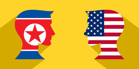 face to face concept. usa vs north korea. vector illustration