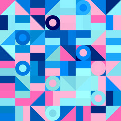 Multicolored modern geometric abstract vector background. Square, triangle and circle
