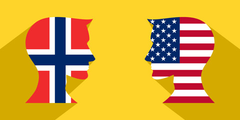 face to face concept. usa vs norway. vector illustration