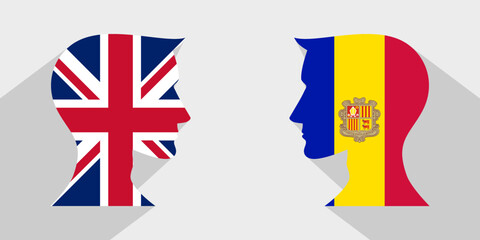 face to face concept. british vs andorra. vector illustration