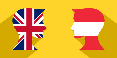 face to face concept. british vs austria. vector illustration