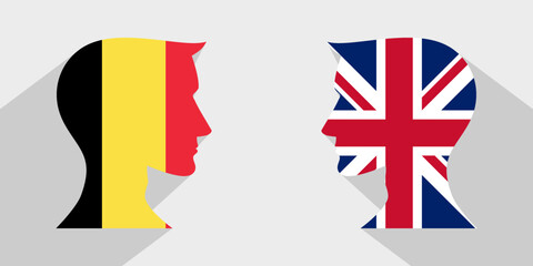 face to face concept. british vs belgium. vector illustration 