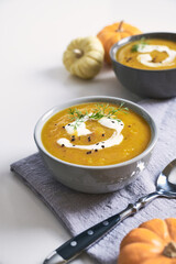pumpkin soup in a bowl